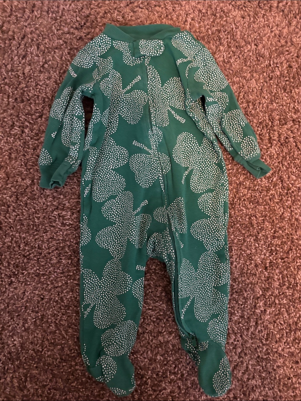 Carter's Cream and Teal "Little and Lucky" Baby Matching Set and Pajama - Picture 4 of 6
